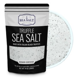 Black Truffle Salt for Soups and Sauces – Infused Italian Salts with Natural Truffle Oil that Adds Flavor to Popcorn and Fries – 14 Oz Bag by Sea Salt Superstore
