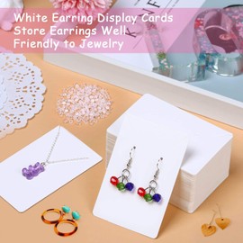 Anezus White Earring Packaging Kit - 400 Pcs with Display Cards, Self-Sealing Bags, Earring Backs & Necklace Cards