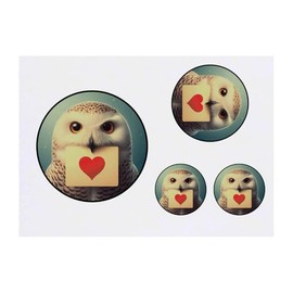 Azeeda 4 x 'Schneeeule Liebesbrief' Temporäre Tattoos - Wasserfest, Hautfreundlich & Ungiftig · Transfers in Verschiedenen Größen (TO00084042)