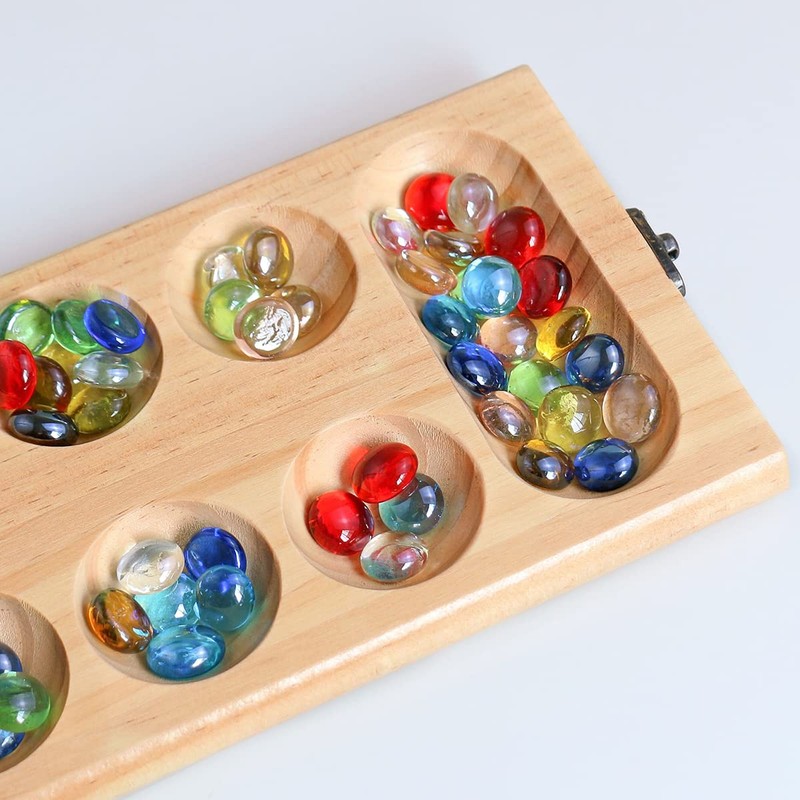 KINGOU 50 pcs Replacement Mancala Stones Mixed Colored Flat Glass