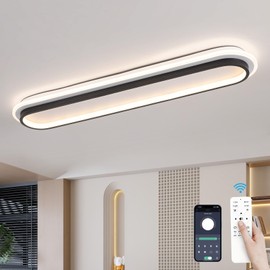 Vloitgol Modern Linear Ceiling Light, 31.5Inch Dimmable LED Flush Mount Ceiling Lamp with Remote Control, Long Ceiling Light Fixture for Kitchen Office Bedroom Hallway