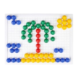 Lena 35624 Mosaic Plug-In Game Set, Mosaic with 80 Coloured Plugs, Mosaic Plug Diameter 15 mm, Mosaic Game for Children from 3 Years, Complete Set with Pegboard Approx. 21 x 16 cm and Organiser,