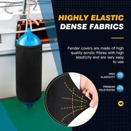 Mionovity Fender Covers Marine 10" x 25.98" Heavy-Duty Polyester - Waterproof Boat Fender Covers,Noise-Reducing Boat Bumper Covers for Center Rope Tube Style Fenders, 1 Pack (Boat Fender Not Included)
