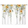 oolygoo Eucalyptus Botanical Leaves Yellow Sunflower Floral Kitchen Window Curtains