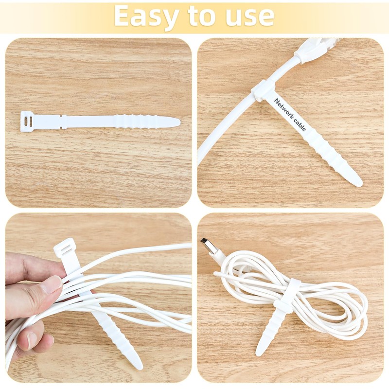 30Pcs Silicone Zip Ties Rubber Cable Ties 4.5 inch Reusable