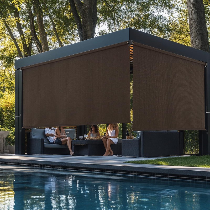 sunoff Outdoor Roller Shades，Cordless Patio Roller Up Blinds with Shade