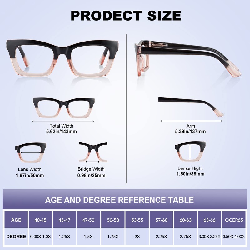 XXZQRYHN Oprah Style Reading Glasses for Women Men Blue Light