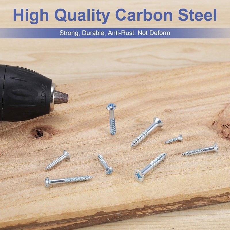 FARRAY Wood Screws Assortment Kit, 224pcs Galvanized Phillips Screws Set,