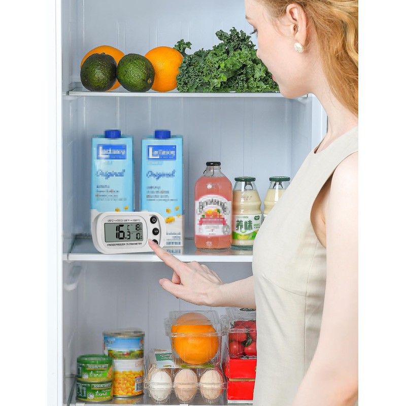 Houdian Digital Refrigerator Thermometer, Maximum/Minimum Recording Function, Waterproof Refrigerator/Freezer Thermometer