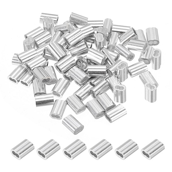 PATIKIL 1/16" / 1.5 mm Aluminum Crimping Loop Sleeves, 70Pcs