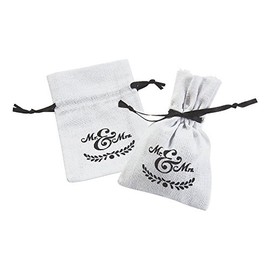 Fun Express SMALL MR & MRS COTTON FAVOR BAGS (DZ) - Party Supplies - 12 Pieces