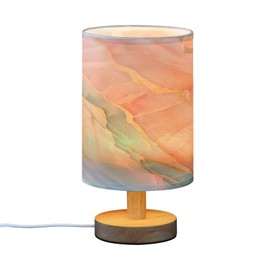 ALAZA Abstract Marble Golden Texture Bedside Table Lamp with USB Port for Bedroom Nightstand Lamps Night Light Linen Fabric Shade Cylinder Desk Lamps