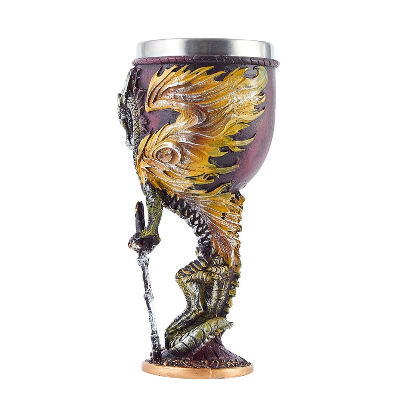 OTARTUDE Medieval Flame and Dragon Goblet Stainless Steel 210ml (Flame