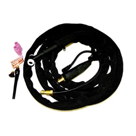 WeldingCity 150-amp WP-17V (with Gas Valve) Air-cooled TIG Welding Torch Complete Package with 25-ft Power Cable Hose and Dinse 35-50 (Solid 1/2"-pin) Cable Adapter (with Separate Gas)