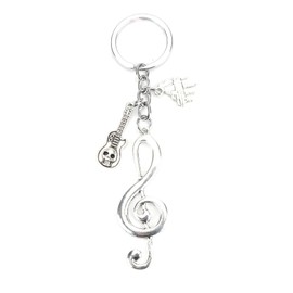 Modern Stainless Steel Keyring with Notes, Guitar and Piano, Gift for Women, Ideal as a Birthday Gift for Your Girlfriend, Gifts for Sister or Small Gifts, silver, S
