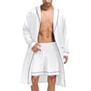 SWOMOG Men's Silk Satin Bathrobe with Shorts Set Pocket Front