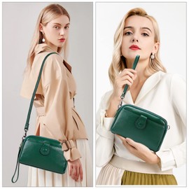 GAEKEAO Crossbody Bags for Women Small Genuine Leather Shoulder Purse Cross Body Bag with Wristlet Top Zipper