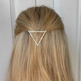 Yheakne Boho Triangle Hair Clip Metal Silver Geometry Hair Clip Hair Clip Hair Clip Minimalist Hair Holder Modern Hair Accessories for Women and Gilren (Silver Triangle)