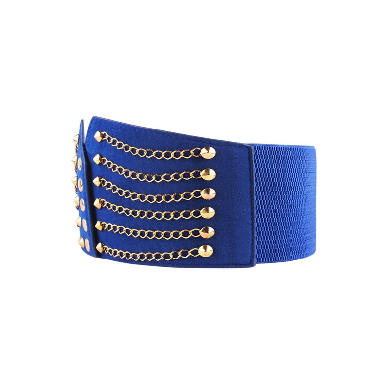 sourcing map Lady Rivet Chains Decor Button Fastener Waist Belt