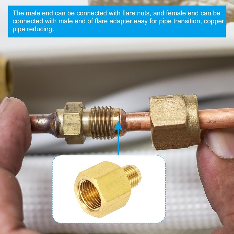 Patikil 3/8" Female x 1/4" Male Flare Connectors, SAE 45