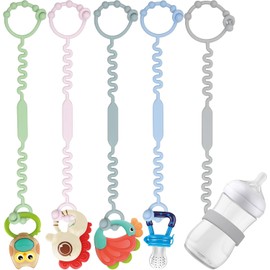 Correas de juguete para bebé, clip de soporte para chupete con bayoneta autoajustable, material de silicona pura sin BPA; se puede utilizar para mordedores, biberones, juguetes, cunas de bebé, sillas