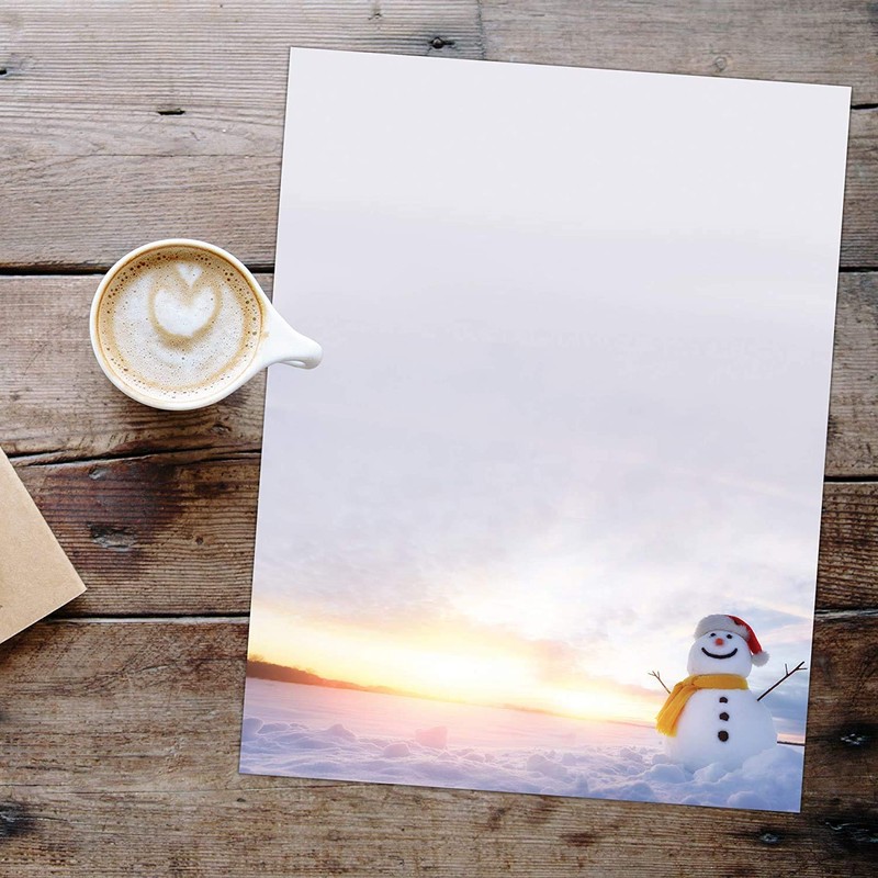 Great Papers! Snowman Sunset Holiday Letterhead, 8.5" x 11", 80