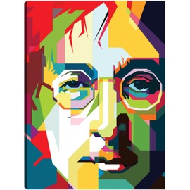 Fine Art Canvas Colorful Fan Art Lennon Imagine Pop Art Canvas Wall Decor by Artist ArtKreator for Living Room, Bedroom, Bathroom, Kitchen, Office, Bar, Dining & Guest Room - Ready to Hang - 12 in x 16 in