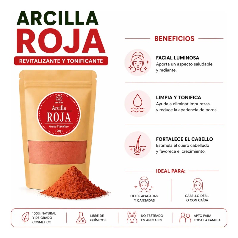 Mascarilla Barro Arcilla Roja Verde Blanco Negro 250g Elegir