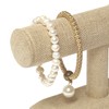 MOOCA 2 Pcs Linen Covered Wood Jewelry Display Stand, Bracelet