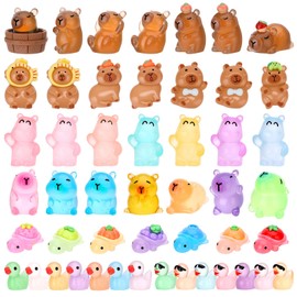 GSrenyu 49 Pack Capybara with Mini Resin Animals Friend Lively and Interesting Colorful Resin Animals for Creative DIY Aquarium Craft Dollhouse and Fairy Garden Decor