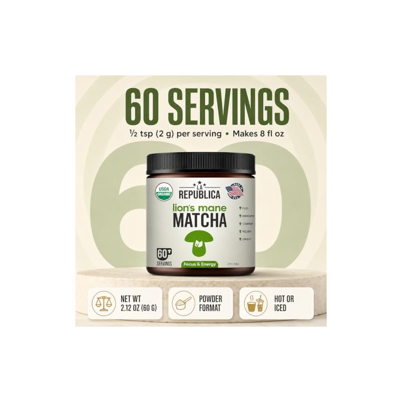 LRLA SUPERFOODS Polvo De Matcha De Hongo Melena De León