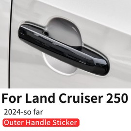 4-Piece Car Exterior Handle Decoration Suitable for 2024 2025 -Present Toyota Land Cruiser 250 1958 Prado Lc250 Door Handle Highlight Strip Protective Cover Modification Accessories (Black A)