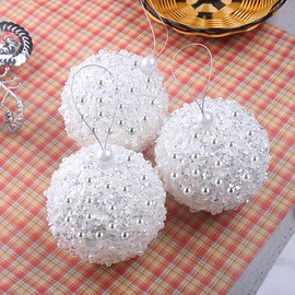 4.25" Shatterproof Christmas Ball Ornaments, Set of 4 White Balls for Holiday Tree Decoration