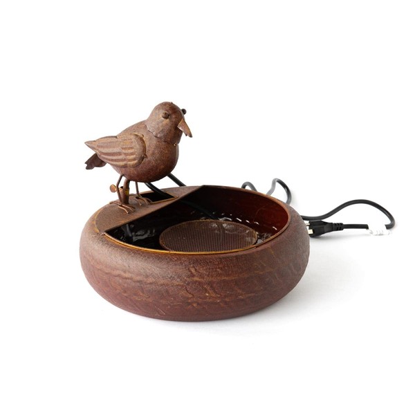 Park Hill Collection Folk Art Little Bird Fountain Spitter with Pump is Great Decor for Patio, Deck and Home, Folk Art Inspired Metalwork, 12x12x8 Inches