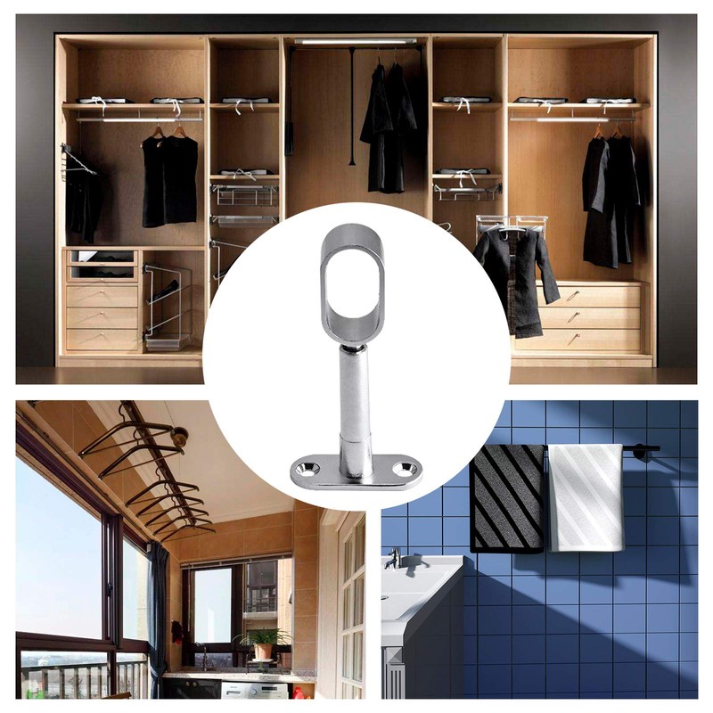 INCREWAY Closet Rod Support, 4Pcs Hollow Zinc Alloy Adjustable Oval
