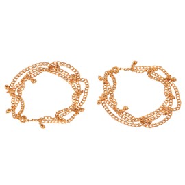 Touchstone Indian Bollywod Smart Chains Sweet Ghungroo Sound Designer Jewelry Paazeb Anklets Payal in Gold Tone for Women., Metal