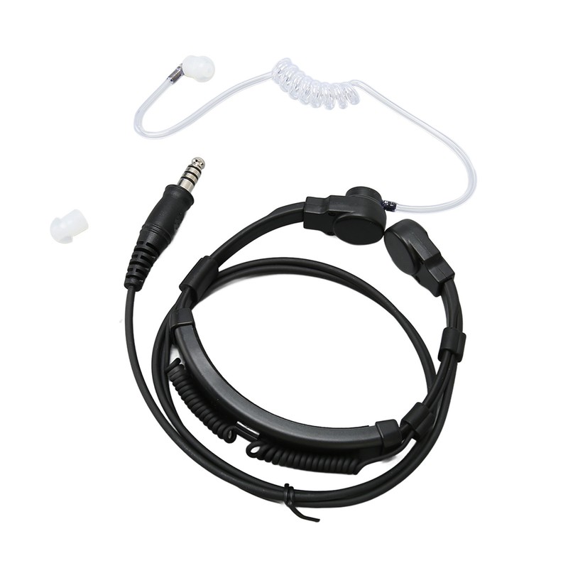Throat Mic Earpiece 7.1mm Plug with Finger PTT Portable for
