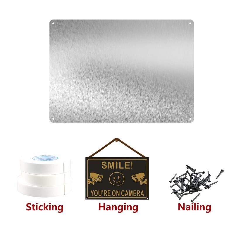 Andchi 2-Pack Smile You Are On Camera Signs Aluminium Material,