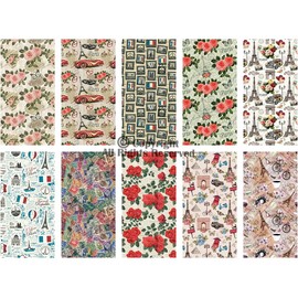 Craftido -25 Options- 100% Cotton Quilting Fabric Bundles 10pcs Fat Quarters 18”x21”-Medium Weight 5.2 oz- for Quilting, Sewing Project, Patchwork, DIY Crafts – Paris Style