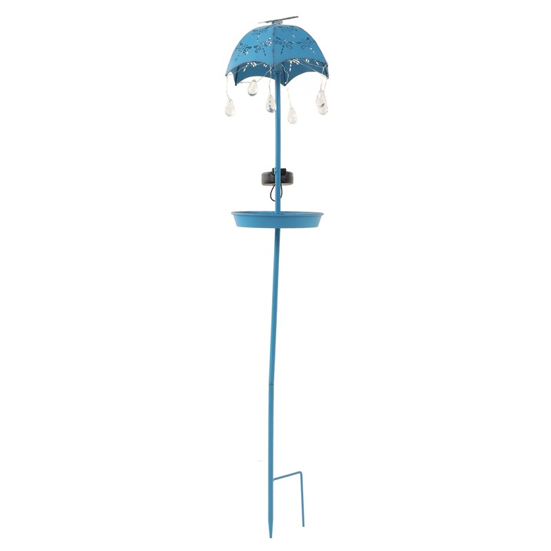 Solar Bird Feeder LED Floor Lamp with Feeding Tray Umbrella