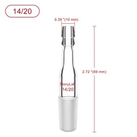 stonylab Glass Inlet Adapter, 1 Pack Borosilicate Glass Straight Inlet Adapter with 14/20 Joint and Hose Connection Lab Glassware