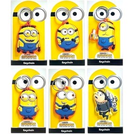 Play by Play Minions Rise of Gru Minions Plush Toy Premium Cuddly Toy New Selection Bob, Otto, Kevin, Stuart, Dave with PVC Eyes Original Licence (Keychain 1 Piece Random Design)
