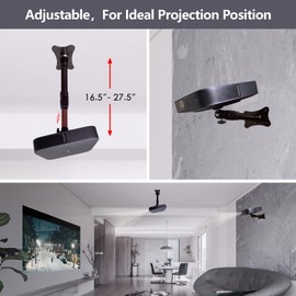 Homcine Mini Projector Ceiling Wall Mount Adjustable Height 16.5 to 27.5 inches with 360°Rotatable 11 Lbs Load Small Projector Holder 1/4 inch Mounting Bracket Hanger Stand