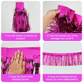 TONIFUL 3 Packs Metallic Foil Fringe Garland Rose Red Wall Hanging Tinsel Fringe Banners for Car Parade Floats Bridal Shower Wedding Birthday Easter Graduation Holiday Party Decoration(30 Feet)