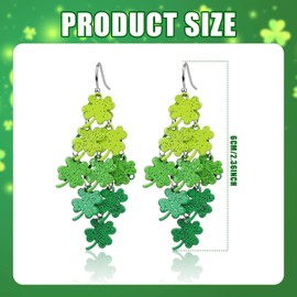 XIHIRCD St Patrick's Day Earrings for Women, Gradient Green Four Leaf Clover Earrings Shamrock Dangle Earrings St Patricks Day Accessories Gift for Women