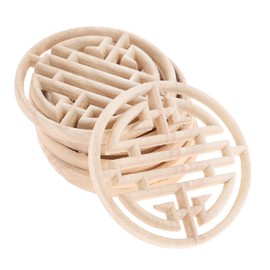 MUXSAM 2Pcs Round Appliques for Furniture Door Cabinet, 10cm/3.94", Retro Hollow Pattern Wood Carved Onlay Wall Bed Center Decal Pattern Decoration