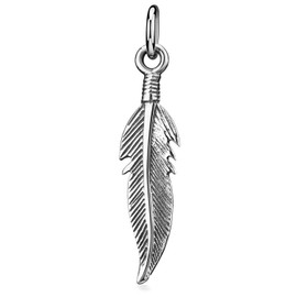 MATERIA Feather Antique Silver Rhodium Plated Feather Pendant for Men and women #KA - 122