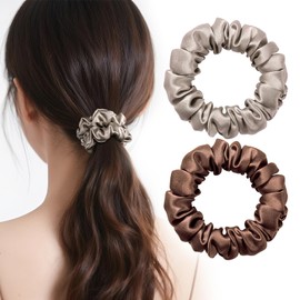 IRIYULI Silk Hair Elastics, 0.8 inches (2 cm), 20 Colors, 100% Natural Silk, Scrunchies, Friction Reducing, Anti-Static, Gentle for Hair, Adults, Women, Black, Stylish, Hair Accessories, Birthday Gift