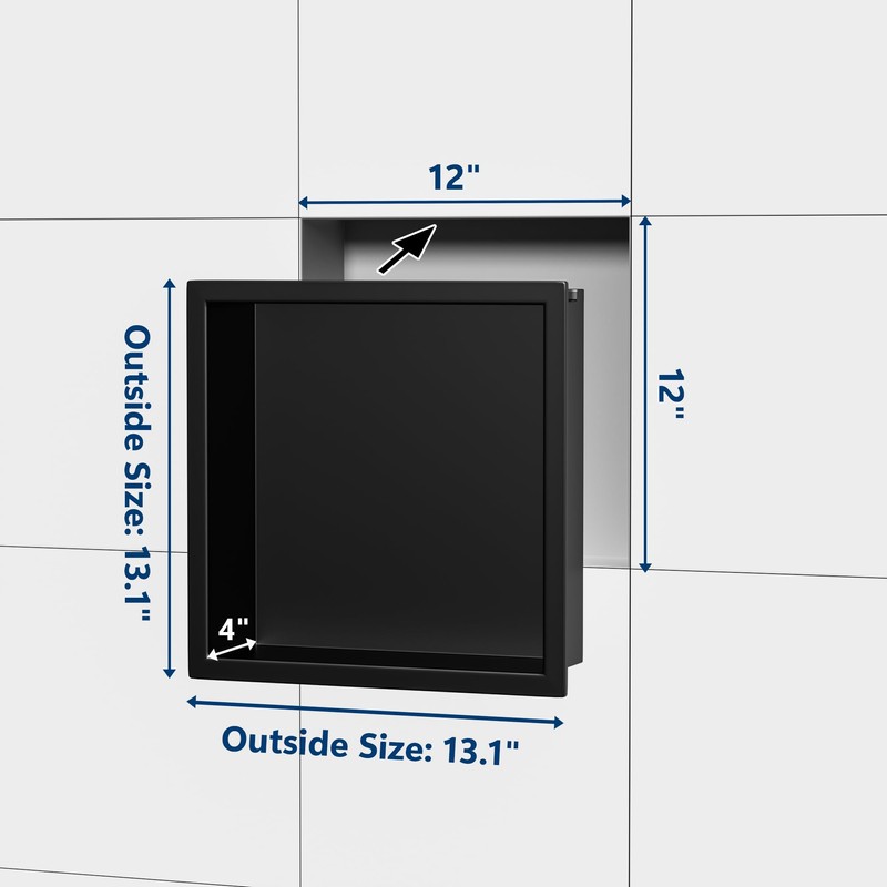 Qeke Stainless Steel Shower Niche 12" X 12", No Tile