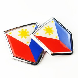 Newperlite Philippines Flag Decal Sticker Car Emblem Filipino Flag Car Decoration Accessories Chrome Shield for Truck Vehicles Cars, 2 Pack